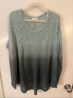 Vintage Forever 21 Everyday Ombre Knit Long-Sleeve Top - Aqua to Teal